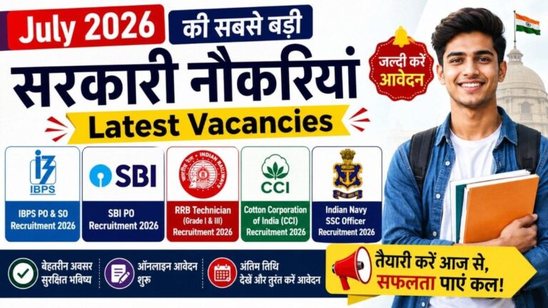Latest Government Jobs in July 2026: जुलाई की 5 बड़ी Sarkari Naukri Vacancies, तुरंत करें आवेदन